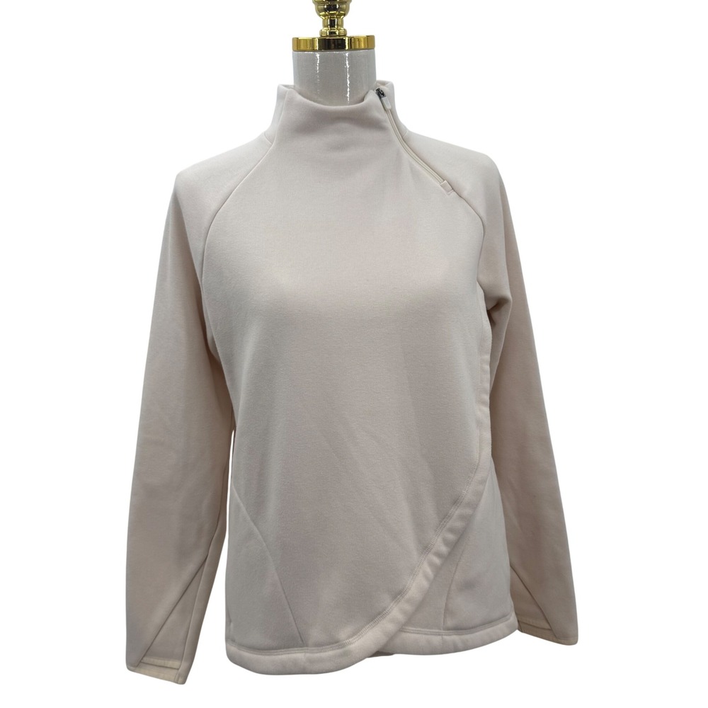 Athleta Girl Coaster Luxe Asym Sweatshirt Girls XXL 16 Cream Good Fleece Zip
